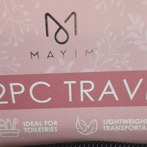 Mayim 2 Pc. Travel Bag Set Pinks With Black Polka Dots New - Picture 2 of 13